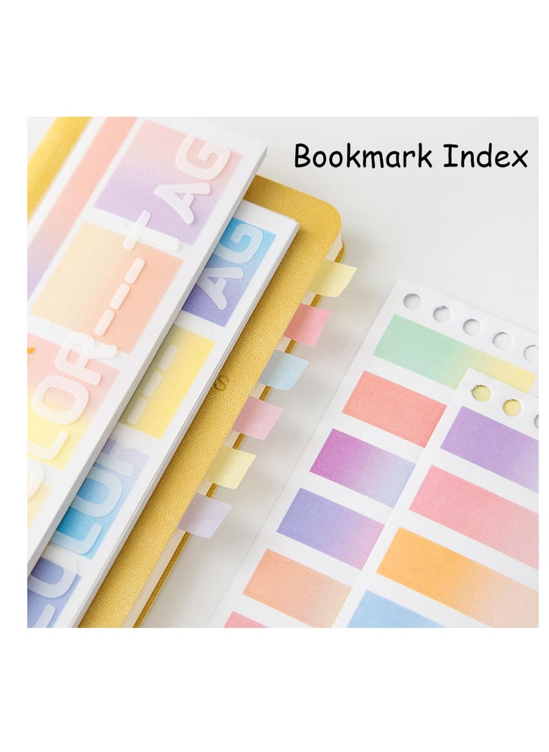 SYOSI - Sticky Index Tabs for Notebooks, 120 Sheets Gradient Sticky Tabs, Adhesive File Flag Tabs, Multi-Pattern Index Tabs for Books, 6 Colors Writable Repositionable Book Tabs, for Page Markers - Image 1