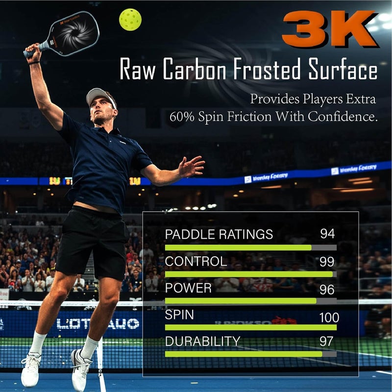 JUNDKSO Professional Pickleball Paddle - T700 Carbon Fiber with 3K Raw Carbon Surface - Image 4