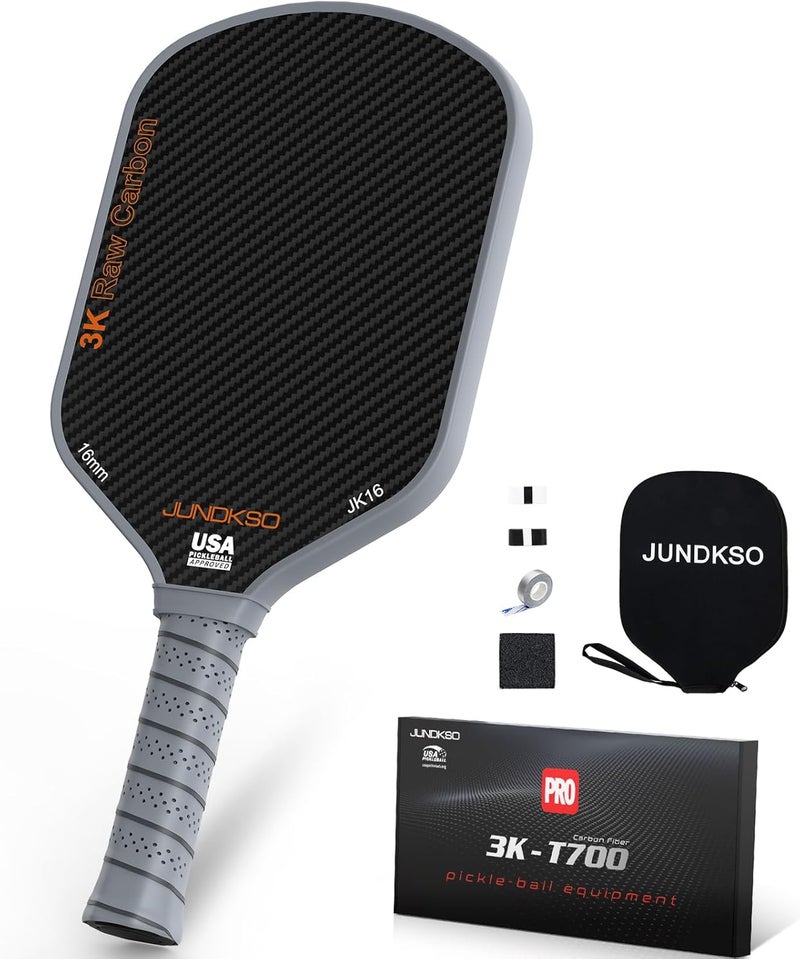 JUNDKSO Professional Pickleball Paddle - T700 Carbon Fiber with 3K Raw Carbon Surface - Image 1
