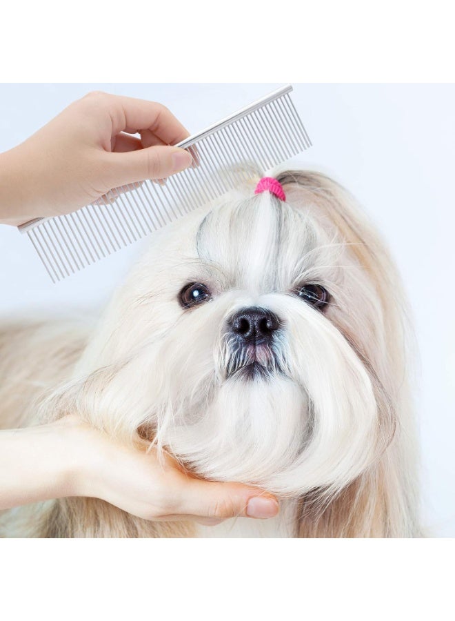 مجموعة أدوات تمشيط الحيوانات الأليفة للكلاب الصغيرة والجراء لإزالة بقع الدموع، 2 في 1 مع أسنان مستديرة لإزالة العقد والقشور والمخاط - Image 2