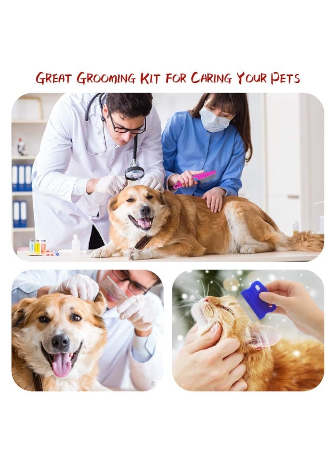 مجموعة أدوات تمشيط الحيوانات الأليفة للكلاب الصغيرة والجراء لإزالة بقع الدموع، 2 في 1 مع أسنان مستديرة لإزالة العقد والقشور والمخاط - Image 5