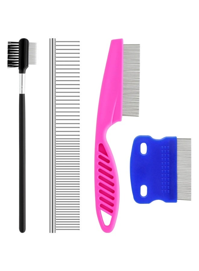 مجموعة أدوات تمشيط الحيوانات الأليفة للكلاب الصغيرة والجراء لإزالة بقع الدموع، 2 في 1 مع أسنان مستديرة لإزالة العقد والقشور والمخاط - Image 1
