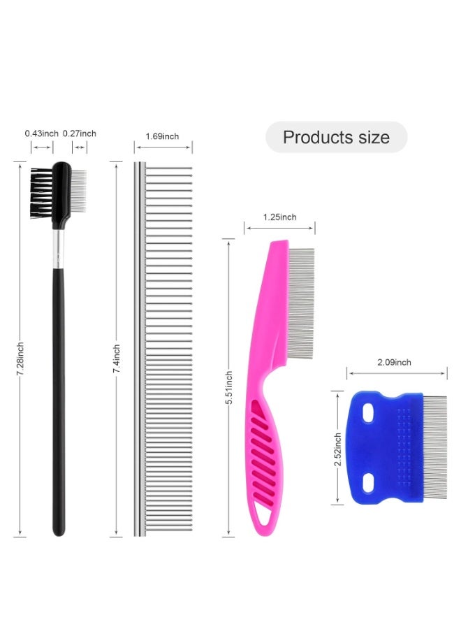 مجموعة أدوات تمشيط الحيوانات الأليفة للكلاب الصغيرة والجراء لإزالة بقع الدموع، 2 في 1 مع أسنان مستديرة لإزالة العقد والقشور والمخاط - Image 3