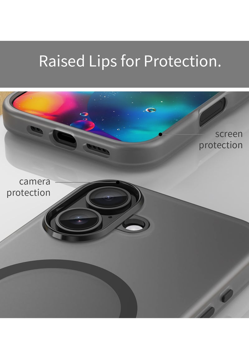 Abania Magnetic Case for iPhone 17 Compatible with MagSafe - Shockproof Translucent Matte Cover with Brushed Texture, Anti-Fingerprint, Heavy Duty Drop Protection & Camera Guard - Black - Image 5