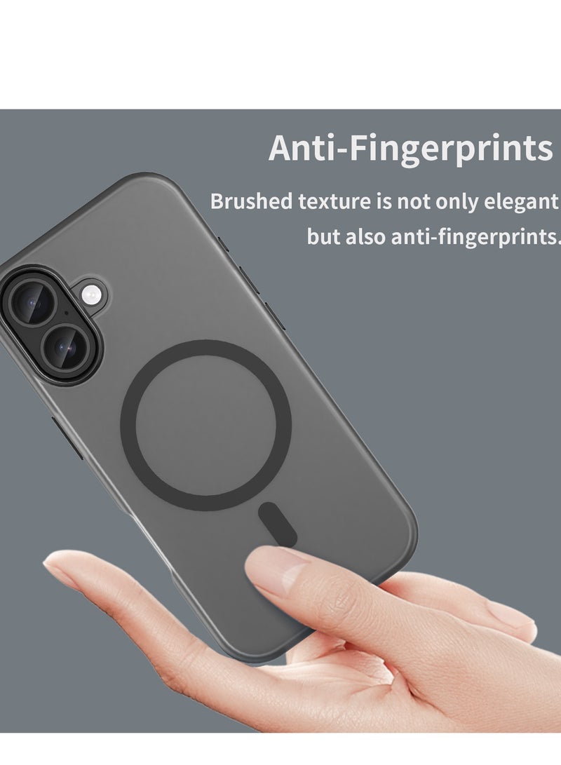 Abania Magnetic Case for iPhone 17 Compatible with MagSafe - Shockproof Translucent Matte Cover with Brushed Texture, Anti-Fingerprint, Heavy Duty Drop Protection & Camera Guard - Black - Image 4