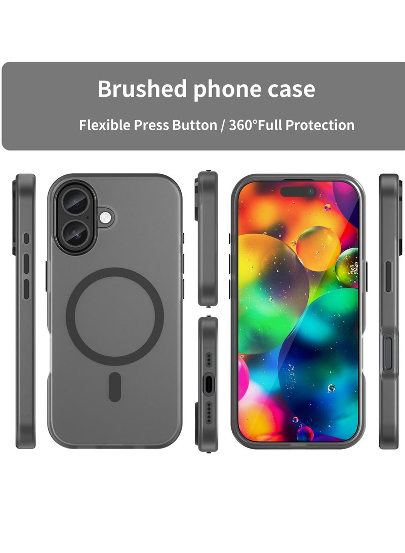 Abania Magnetic Case for iPhone 17 Compatible with MagSafe - Shockproof Translucent Matte Cover with Brushed Texture, Anti-Fingerprint, Heavy Duty Drop Protection & Camera Guard - Black - Image 2