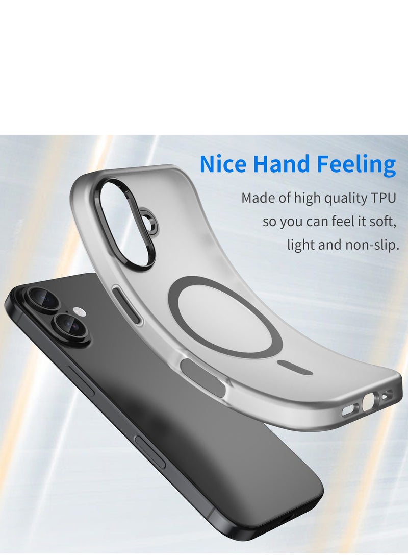 Abania Magnetic Case for iPhone 17 Compatible with MagSafe - Shockproof Translucent Matte Cover with Brushed Texture, Anti-Fingerprint, Heavy Duty Drop Protection & Camera Guard - Black - Image 3