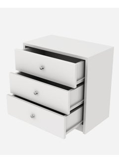 RIGID Wooden 3 Drawer Storage Organizer Wardrobe White 67x69x38cm  - Image 5