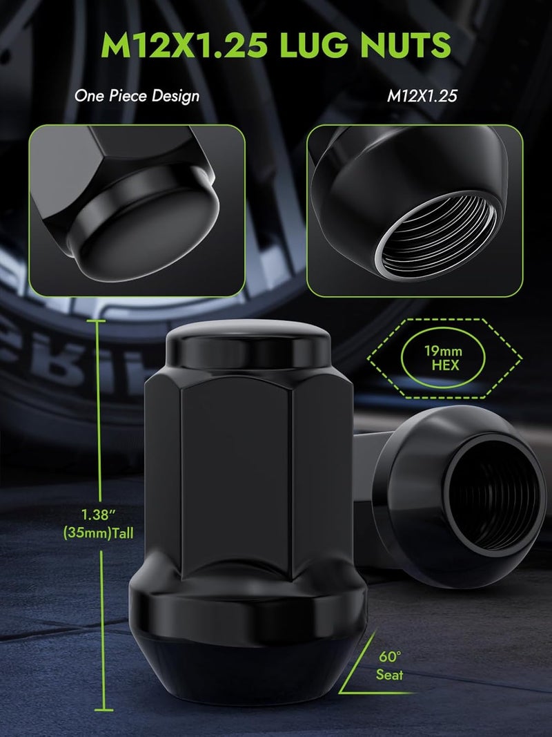 AUTOPTIM M12x1.25 Black Lug Nuts - 20 Pack - Image 3