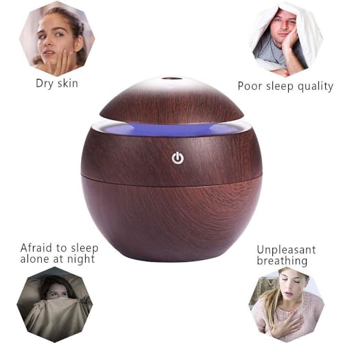 Desidiya 130ml Wooden Cool Mist Humidifier & Essential Oil Diffuser Color-Changing Aroma Air Humidifier for Car, Office, Home & Babies - Image 3