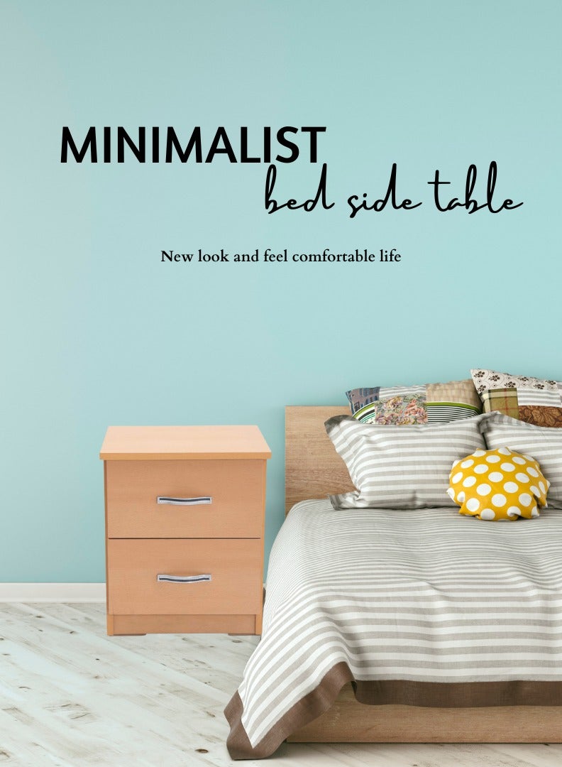 AFT Slim Minimalist Design Nightstand /bedside Table / Mid Century Modern Design bedside table / Nightstand with 2 Drawers and Sturdy MDF Frame, Perfect for Modern Bedroom and living room Space, Ideal for small spaces, it combines functionality with style, offering storage without taking up much room. (Golden Beige) Arfan  - Image 2