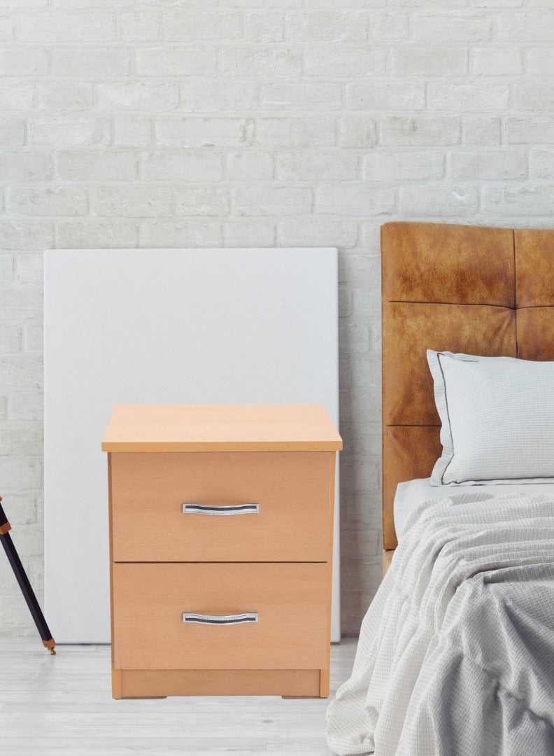 AFT Slim Minimalist Design Nightstand /bedside Table / Mid Century Modern Design bedside table / Nightstand with 2 Drawers and Sturdy MDF Frame, Perfect for Modern Bedroom and living room Space, Ideal for small spaces, it combines functionality with style, offering storage without taking up much room. (Golden Beige) Arfan  - Image 3