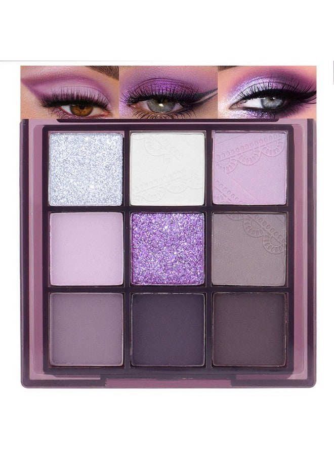 SUAKE 9 Colors Purple Silver White Tan Grape Matte Shimmer Eyeshadow Palette for Eye Makeup,High Pigmented Brown Eye Shadow Primers Powder Palet de sombras de ojos - Image 1