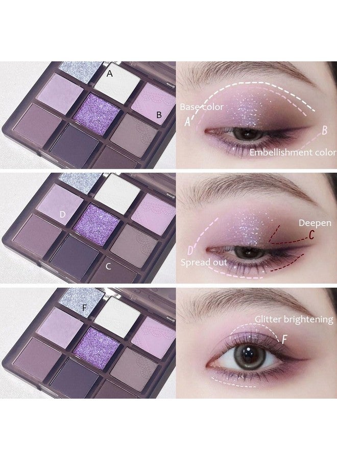 SUAKE 9 Colors Purple Silver White Tan Grape Matte Shimmer Eyeshadow Palette for Eye Makeup,High Pigmented Brown Eye Shadow Primers Powder Palet de sombras de ojos - Image 5