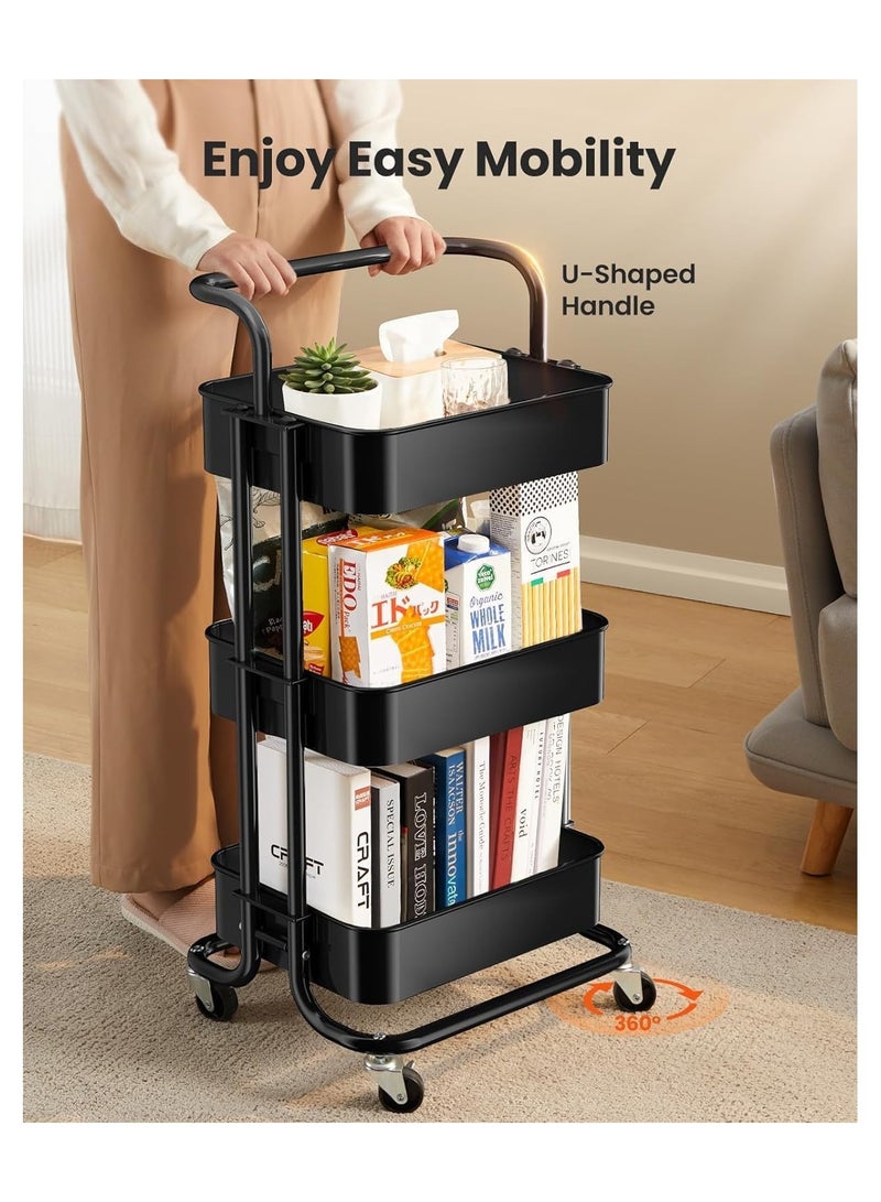 BLOOMING TIME 3 Tier Multipurpose Folding Rolling Shelves - Image 2
