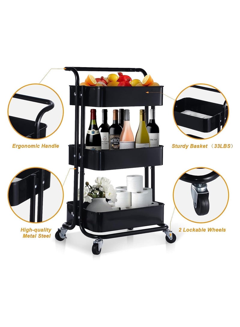 BLOOMING TIME 3 Tier Multipurpose Folding Rolling Shelves - Image 3