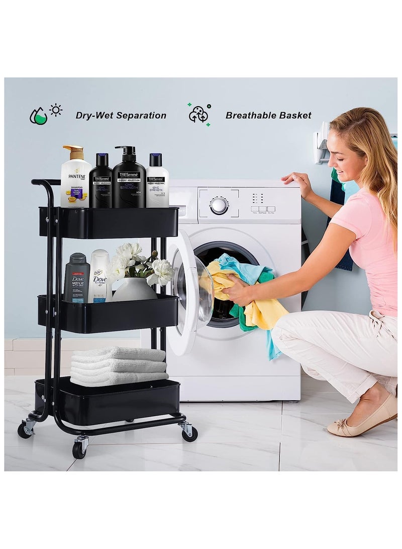 BLOOMING TIME 3 Tier Multipurpose Folding Rolling Shelves - Image 4