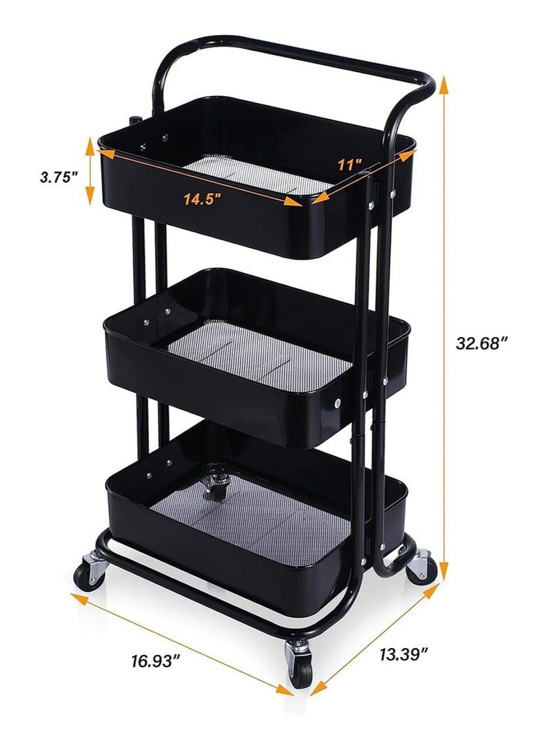 BLOOMING TIME 3 Tier Multipurpose Folding Rolling Shelves - Image 5