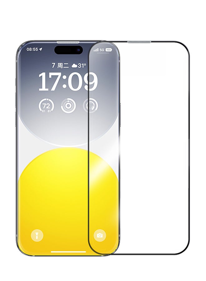 بيسوس واقي شاشة من الزجاج المقوى المقاوم للانفجار من سلسلة Sapphire Series 9H لهاتف iPhone 15 Pro مقاس 6.1 بوصة مع فلتر غبار مدمج مع مجموعة تنظيف ومقاومة للغبار - Image 1