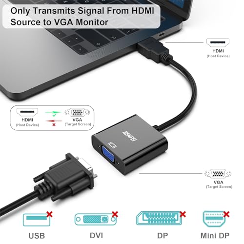 BENFEI HDMI to VGA 2 Pack, Gold-Plated HDMI to VGA Adapter (Male to Female) for Computer, Desktop, Laptop, PC, Monitor, Projector, HDTV, Chromebook, Raspberry Pi, Roku, Xbox and More - Black - Image 2