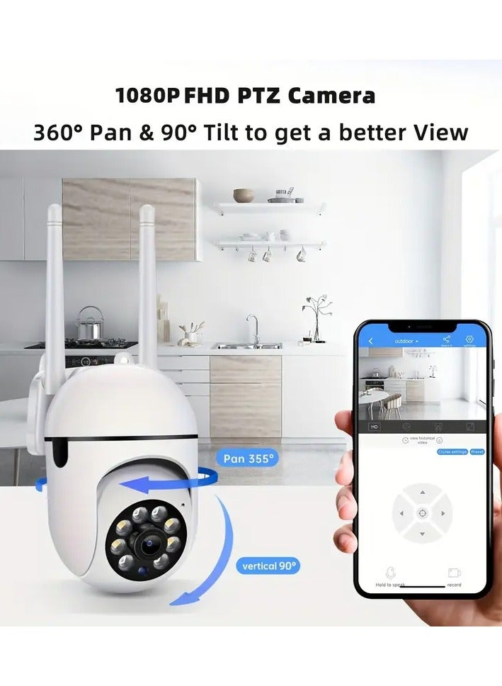 Generic 1080P HD Smart Wi-Fi Security Camera – PTZ Dome Camera with Full Color Night Vision, Motion Tracking, 2-Way Audio, Indoor/Outdoor Use  - Image 1