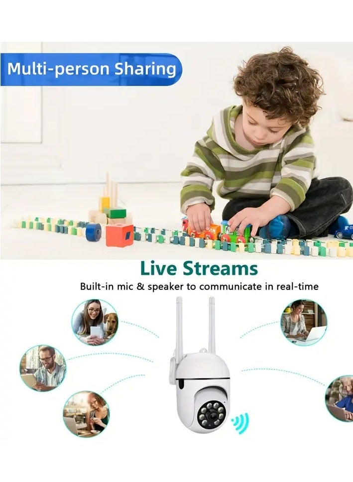 Generic 1080P HD Smart Wi-Fi Security Camera – PTZ Dome Camera with Full Color Night Vision, Motion Tracking, 2-Way Audio, Indoor/Outdoor Use  - Image 3