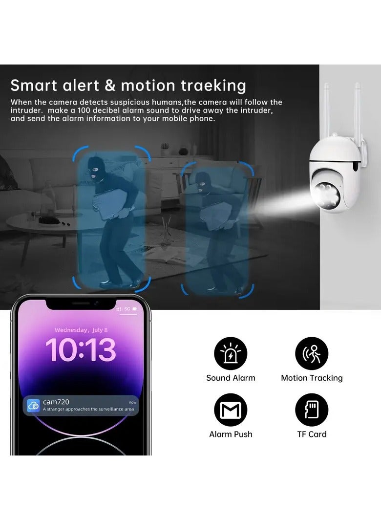 Generic 1080P HD Smart Wi-Fi Security Camera – PTZ Dome Camera with Full Color Night Vision, Motion Tracking, 2-Way Audio, Indoor/Outdoor Use  - Image 5