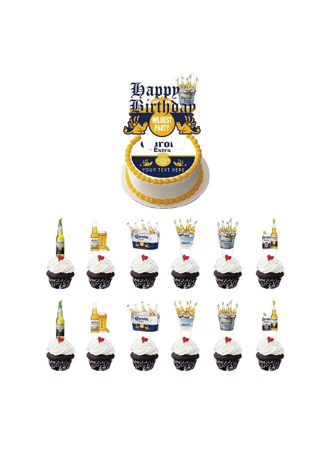 Hombae - Corona Beer Birthday Party Decorations And Supplies Kit Includes Cupcake Toppers Balloons Birthday Banner Cake Topper For Adults Man Women Party Decorations - Image 1