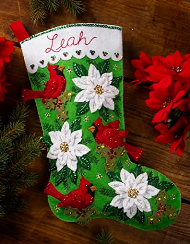 Bucilla Felt Applique 18 Stocking Making Kit Blossoms and Birds Perfect for DIY Arts and Crafts 89554E - Image 3