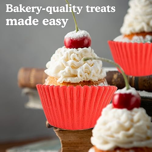 Regency Wraps Greaseproof Professional Grade Baking Cups, Pack of 40, Standard Liners, Red Solid, for Cupcakes, Muffins, Candy, Non Stick - Image 5