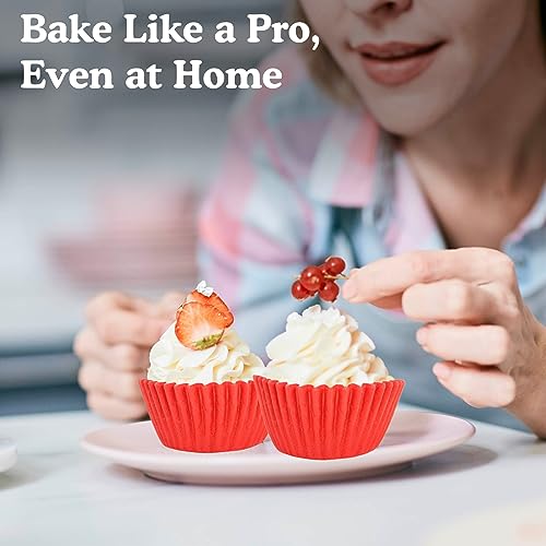 Regency Wraps Greaseproof Professional Grade Baking Cups, Pack of 40, Standard Liners, Red Solid, for Cupcakes, Muffins, Candy, Non Stick - Image 3