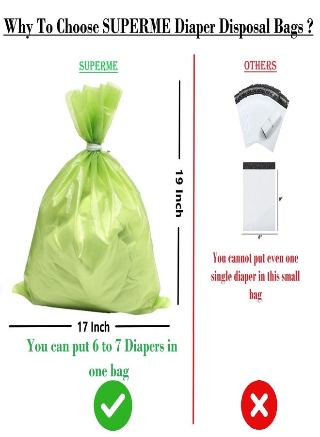 Superme Adults Diaper Disposable Bags (120 Bags) | Extra Large Size 17inch X 19inch. Specifically designed for Adult Diaper Disposal - Image 2