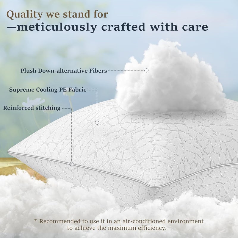 COZSINOOR Bed Pillows Queen Size - Premium Down Alternative Pillows Set of 2 for Side, Back, and Stomach Sleepers Cooling Hotel Quality Fluffy Soft Microfiber Fill Breathable Skin-Friendly - Image 5