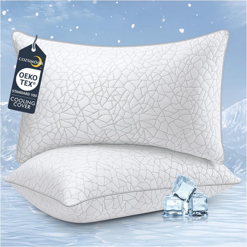 COZSINOOR Bed Pillows Queen Size - Premium Down Alternative Pillows Set of 2 for Side, Back, and Stomach Sleepers Cooling Hotel Quality Fluffy Soft Microfiber Fill Breathable Skin-Friendly - Image 1