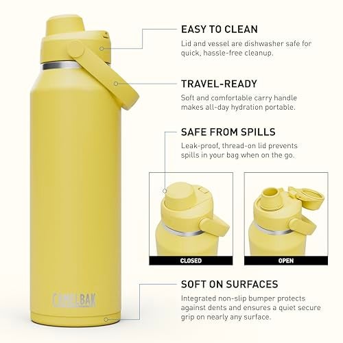 CamelBak Thrive Chug Insulated Stainless Steel Water Bottle Cold Retention with High Flow Lid for Everyday Hydration and Active Use 40oz Yellow Bloom - Image 3
