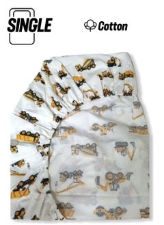 Bebek Özel Baby Special 100% Cotton Baby and Kids Fitted Sheet with Construction Machine Pattern 70 x 140 cm  - Image 1