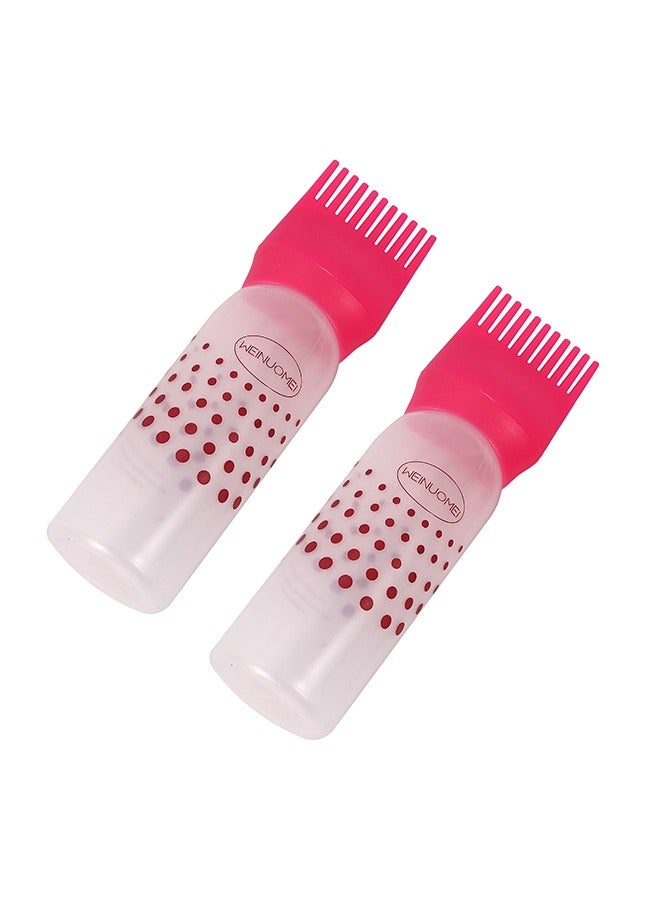 LAWAZIM Hair Dyeing Bottle with Comb - 2-Piece 160ml Pink - Refillable Plastic Comb Applicator Bottle with Ergonomic and Easy-to-Clean Design - Ideal for Hair Dye, Treatments, and Root Touch-Up - Image 1