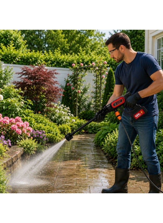 Toby's Toby’s 48V Cordless Portable Electric Water High Pressure Car Washer – Powerful Dual-Battery Cleaner, 5M Range, with 6-in-1 Nozzle for Cars, Windows, Floors, Plants, and Garden Use - Image 2
