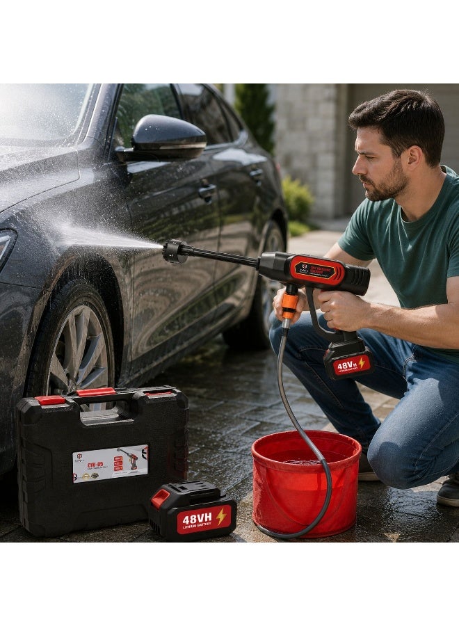 Toby's Toby’s 48V Cordless Portable Electric Water High Pressure Car Washer – Powerful Dual-Battery Cleaner, 5M Range, with 6-in-1 Nozzle for Cars, Windows, Floors, Plants, and Garden Use - Image 4