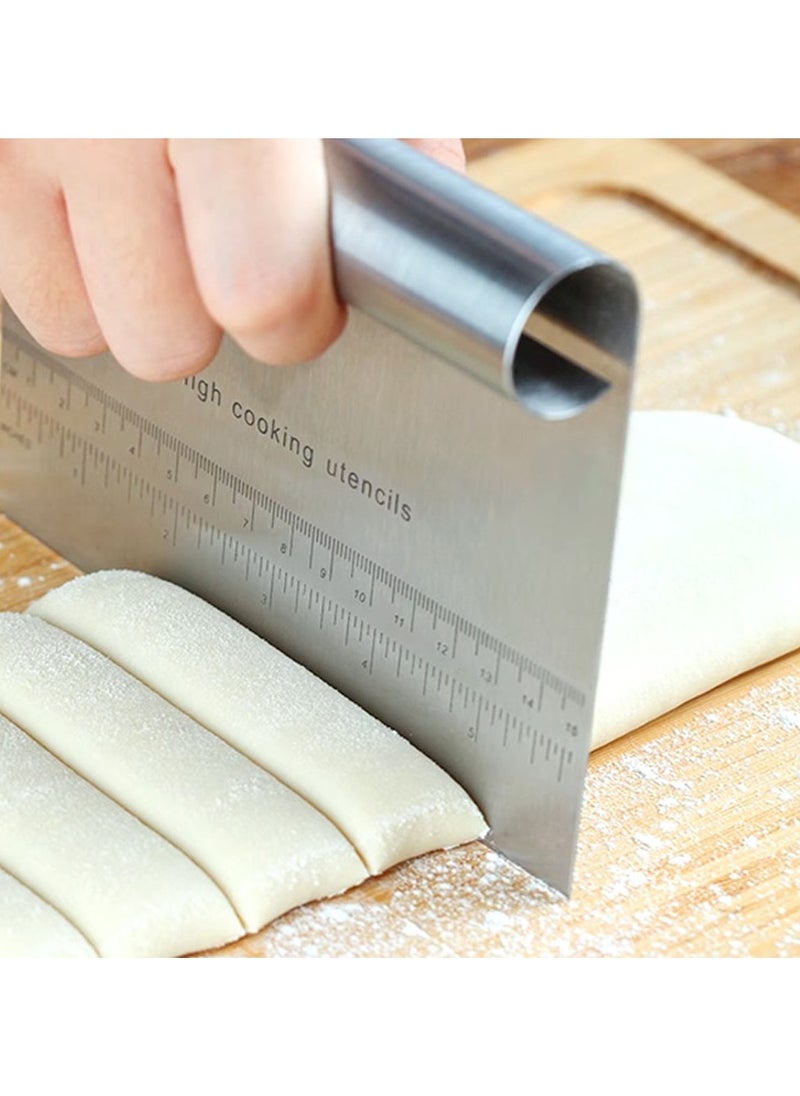 NQOOH Stainless Steel Dough Cutter with Measurement Scale Multi-Purpose Baking Tool  - Image 3