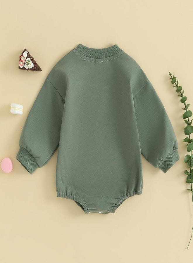 SAYOO Newborn Baby Boy Girl Football Outfit Game Day Sweatshirt Romper Long Sleeve Pullover Bodysuit Fall Winter Clothes (Green, 6-12 Months) - Image 3