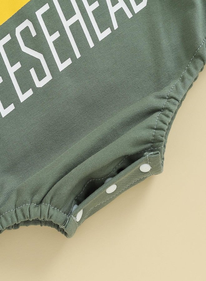 SAYOO Newborn Baby Boy Girl Football Outfit Game Day Sweatshirt Romper Long Sleeve Pullover Bodysuit Fall Winter Clothes (Green, 6-12 Months) - Image 5