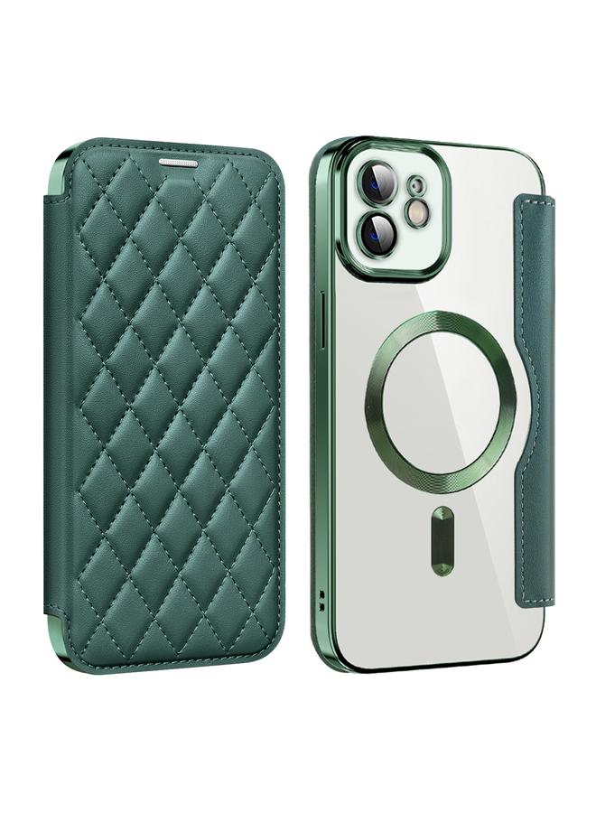 S-TOP Case For iPhone 12 Pro Shield Magsafe RFID Anti-theft Rhombus Leather Phone Case - Image 1