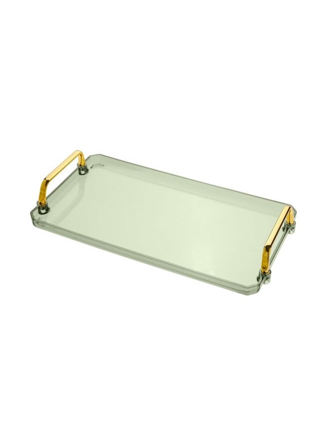 BERGFBV Acrylic Serving Tray with Handles, 16x9 Inch Ottoman Tray, Spill-Proof Coffee Table Tray for Couch, Bedroom & Countertop Decor (Green) - Image 1