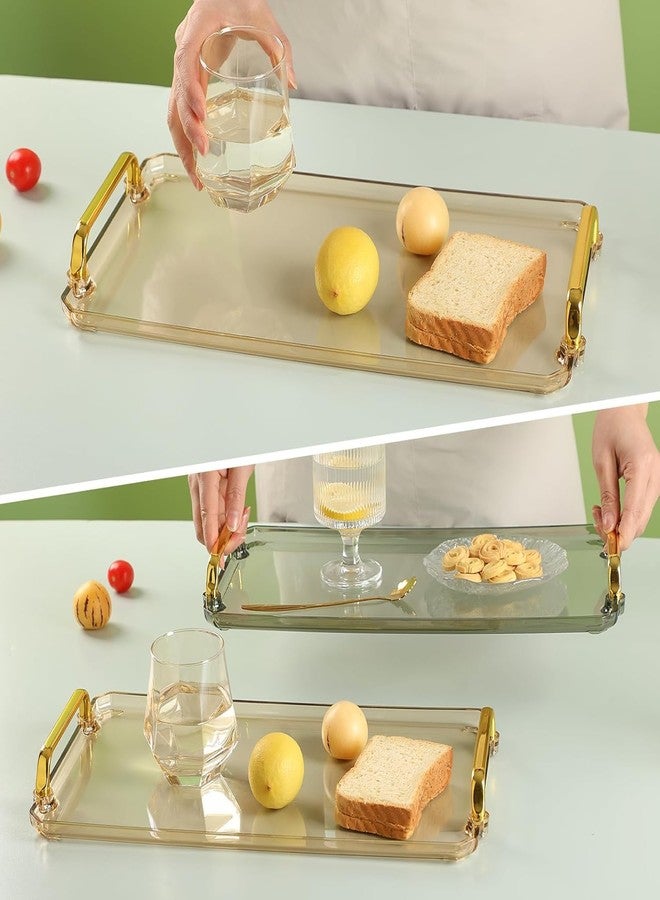 BERGFBV Acrylic Serving Tray with Handles, 16x9 Inch Ottoman Tray, Spill-Proof Coffee Table Tray for Couch, Bedroom & Countertop Decor (Green) - Image 3