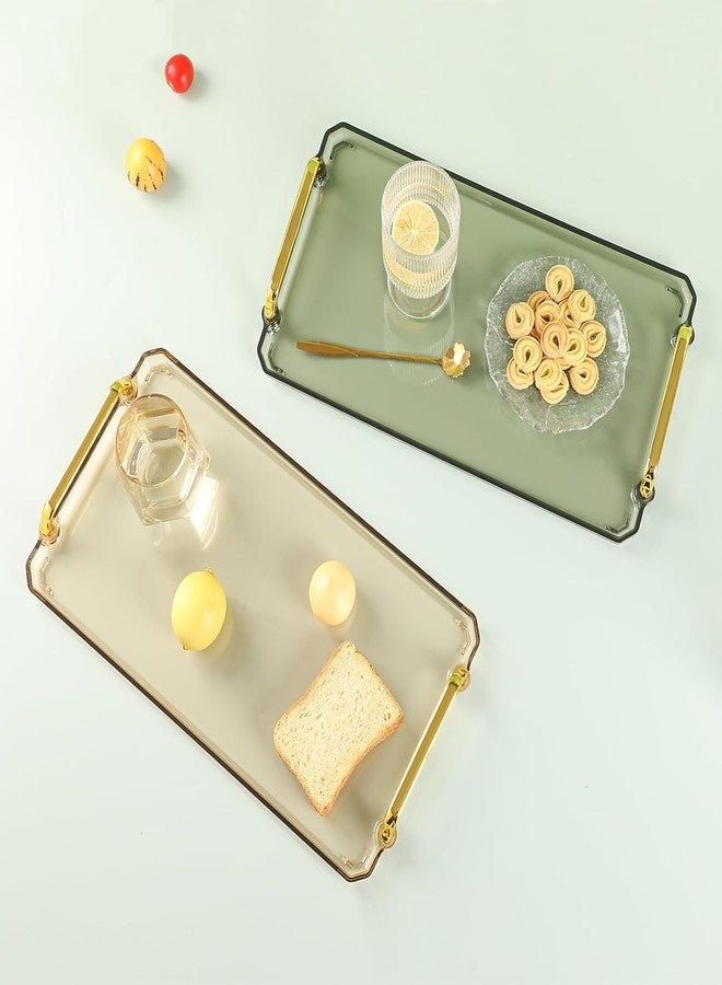 BERGFBV Acrylic Serving Tray with Handles, 16x9 Inch Ottoman Tray, Spill-Proof Coffee Table Tray for Couch, Bedroom & Countertop Decor (Green) - Image 5