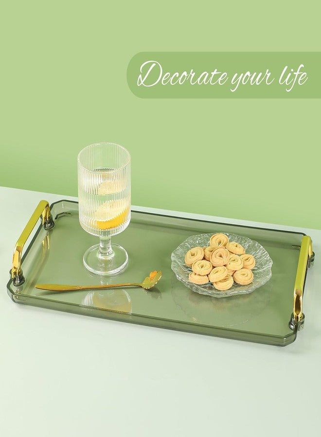 BERGFBV Acrylic Serving Tray with Handles, 16x9 Inch Ottoman Tray, Spill-Proof Coffee Table Tray for Couch, Bedroom & Countertop Decor (Green) - Image 4