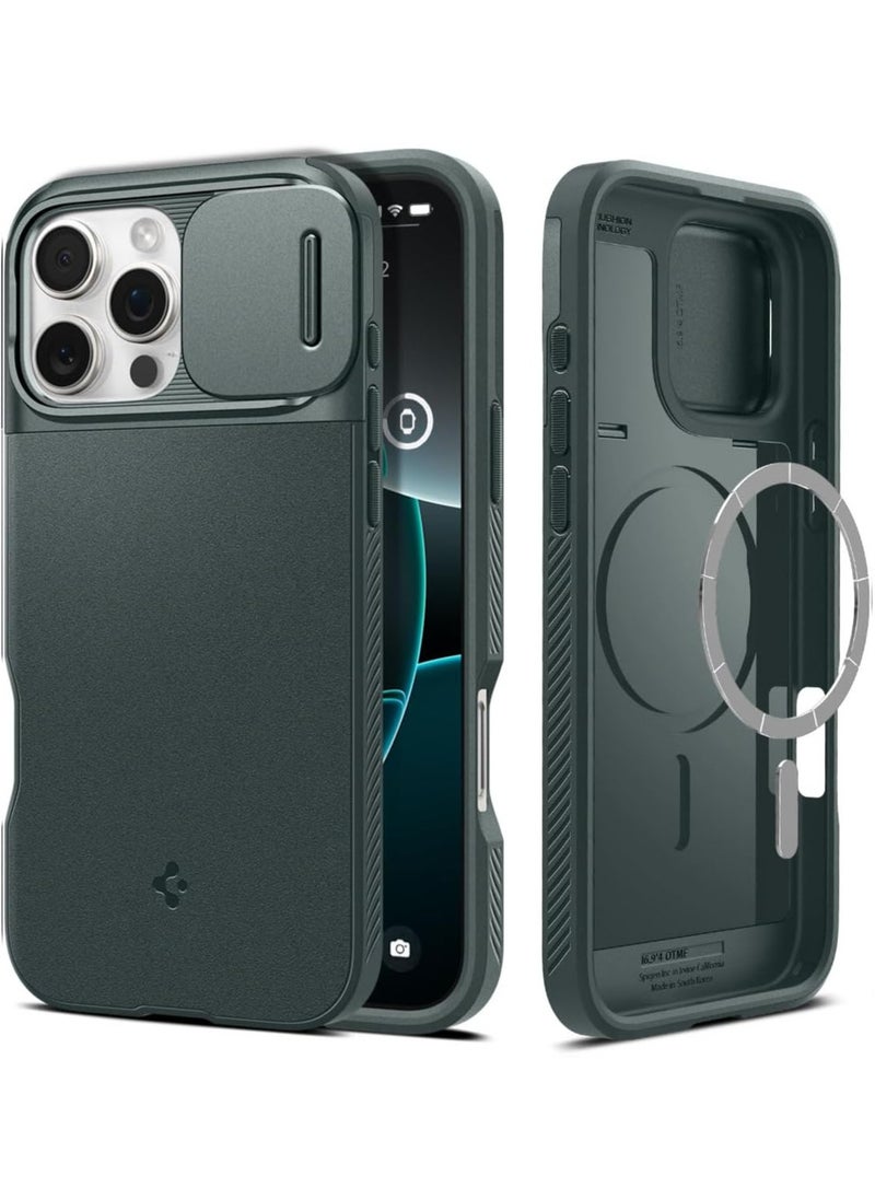 Spigen - Optik Armor MagFit iPhone 16 Pro Max Case Cover (2024) with MagSafe - Abyss Green - Image 1