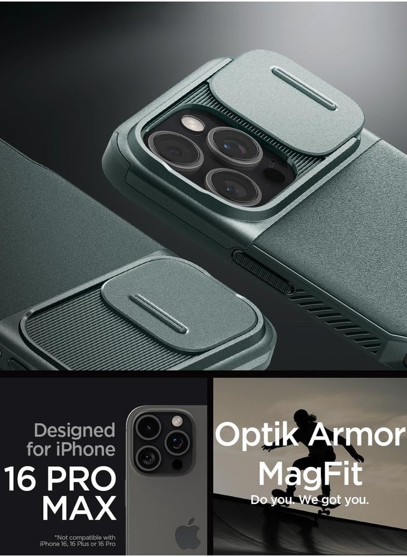 Spigen - Optik Armor MagFit iPhone 16 Pro Max Case Cover (2024) with MagSafe - Abyss Green - Image 1