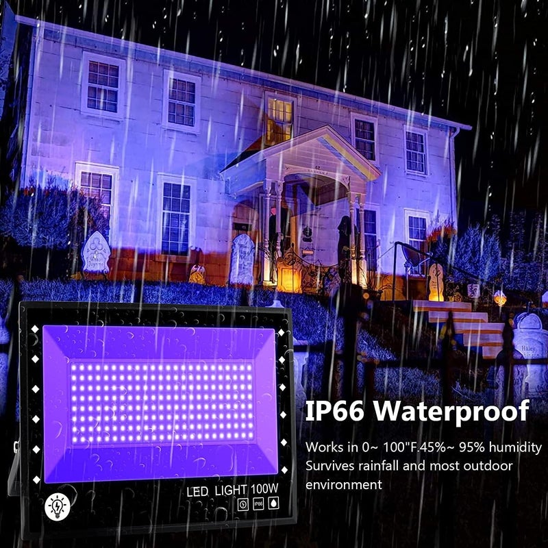 Indmird UV LED Black Light, 100W 395nm Ultraviolet LED Flood Light, IP66 Waterproof Ultraviolet Blacklight for Dog Cat Urine Pet Dry Stains Party Disco Club Aquarium Decorations - Image 3